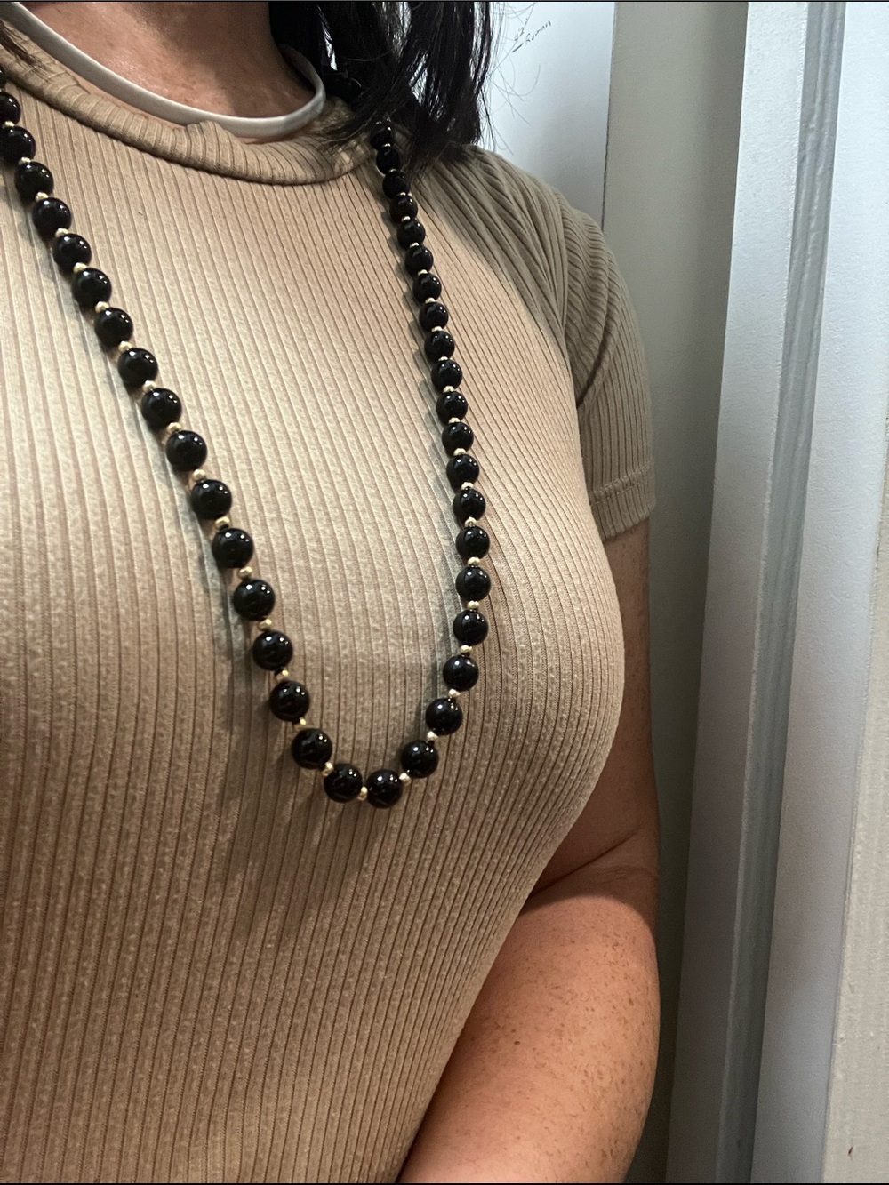 32” strand of 14K balls & Genuine Onyx - Picture 1 of 16
